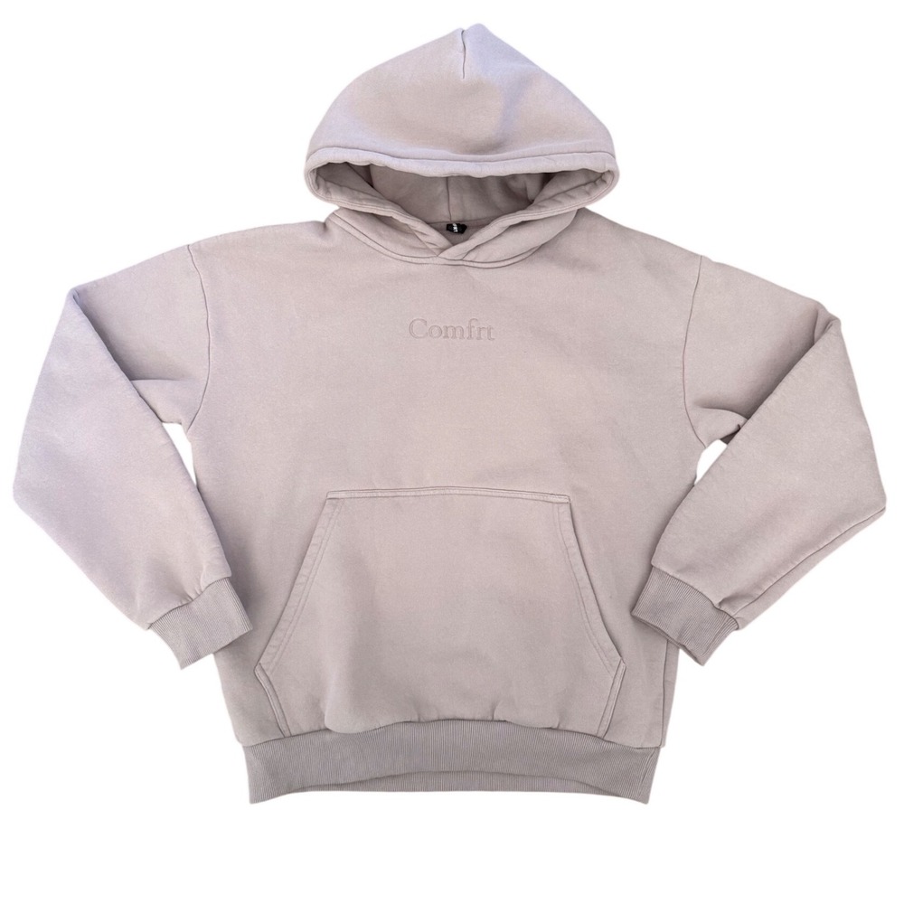 COMFRT Mauve Lavender Embroidered Logo Fleece Hoodie Sweatshirt Small